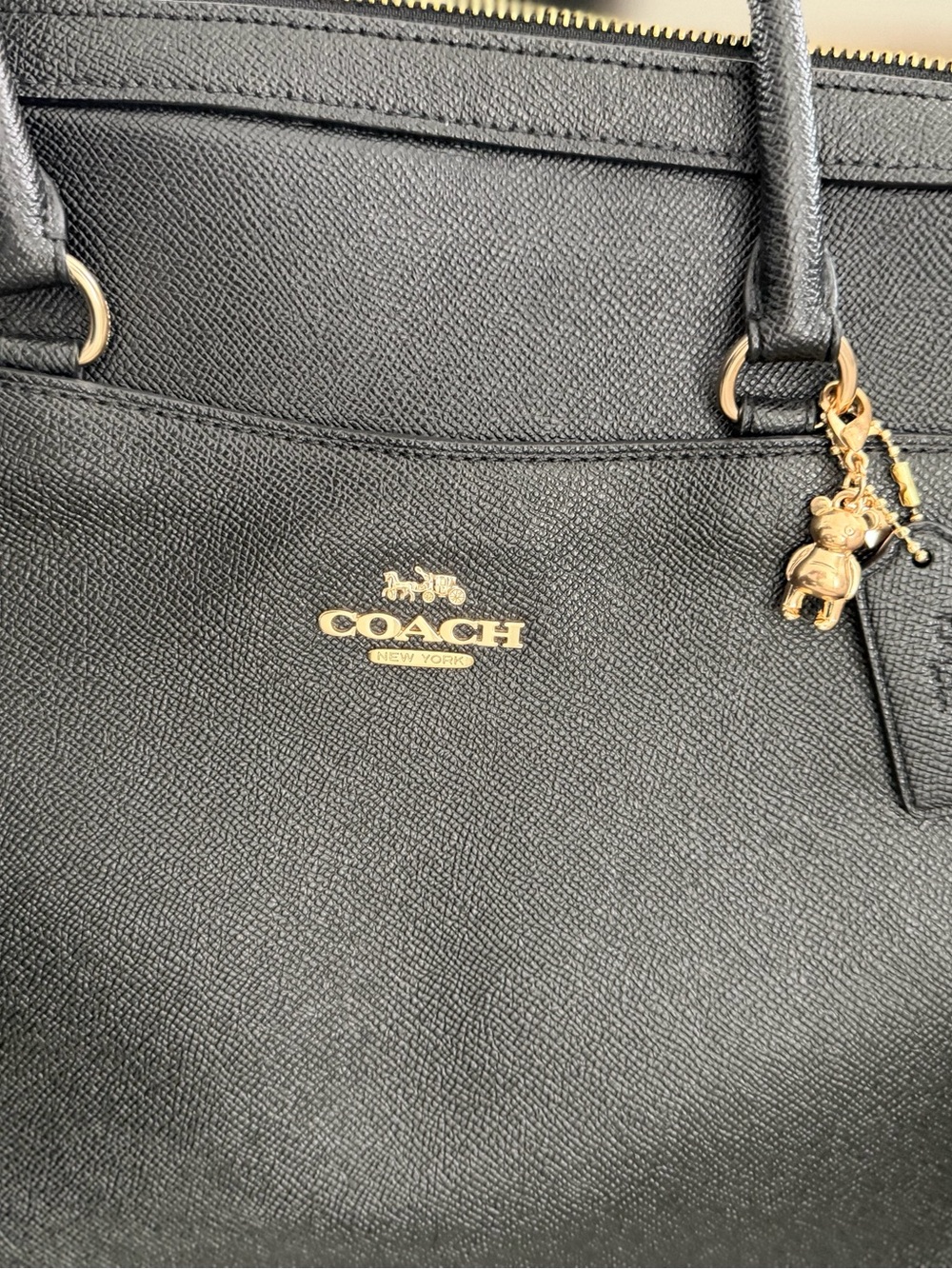 Coach laptop case Black Leather Brief Tote with Gold Hardware no strap - Picture 4 of 7